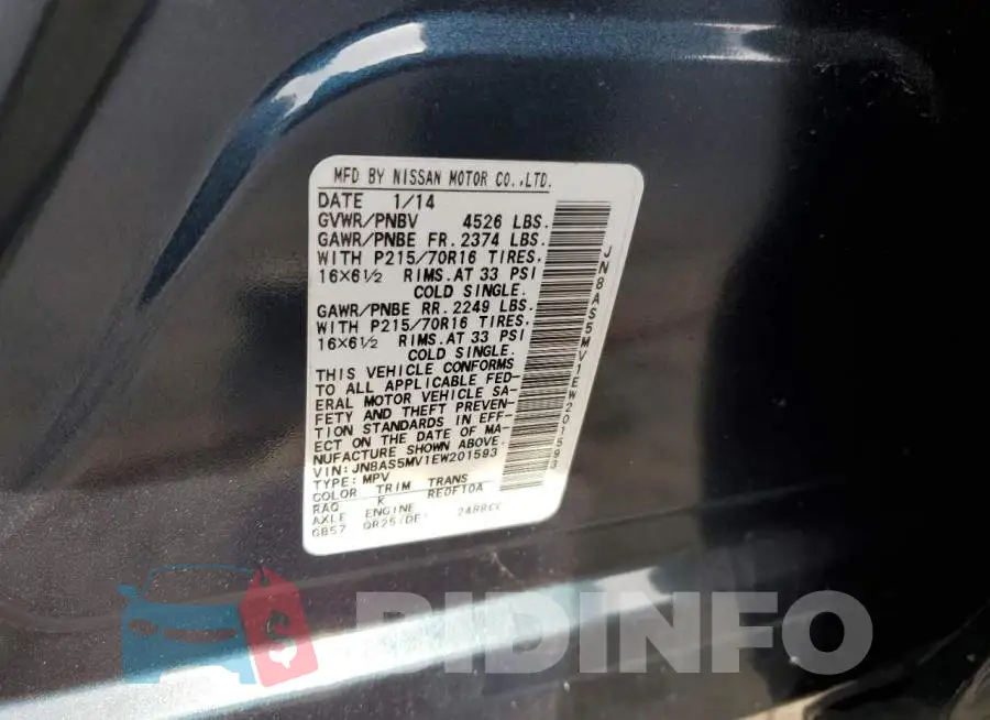 JN8AS5MV1EW201593 Photo# 13
