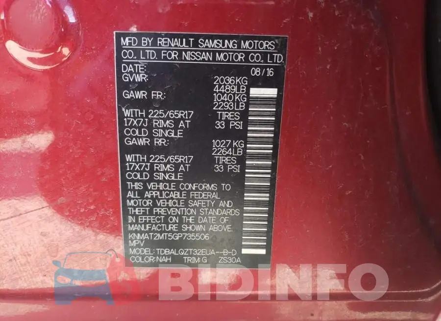 KNMAT2MT5GP735506 Photo# 14