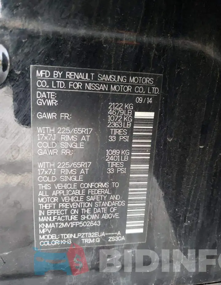 KNMAT2MV1FP502643 Photo# 13