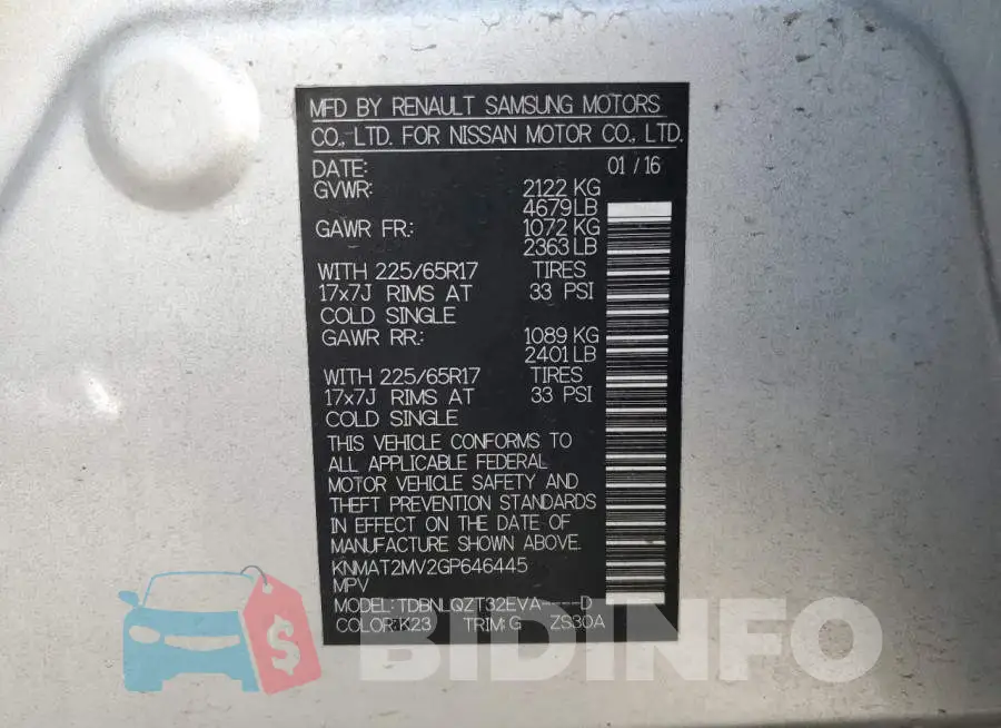 KNMAT2MV2GP646445 Photo# 13