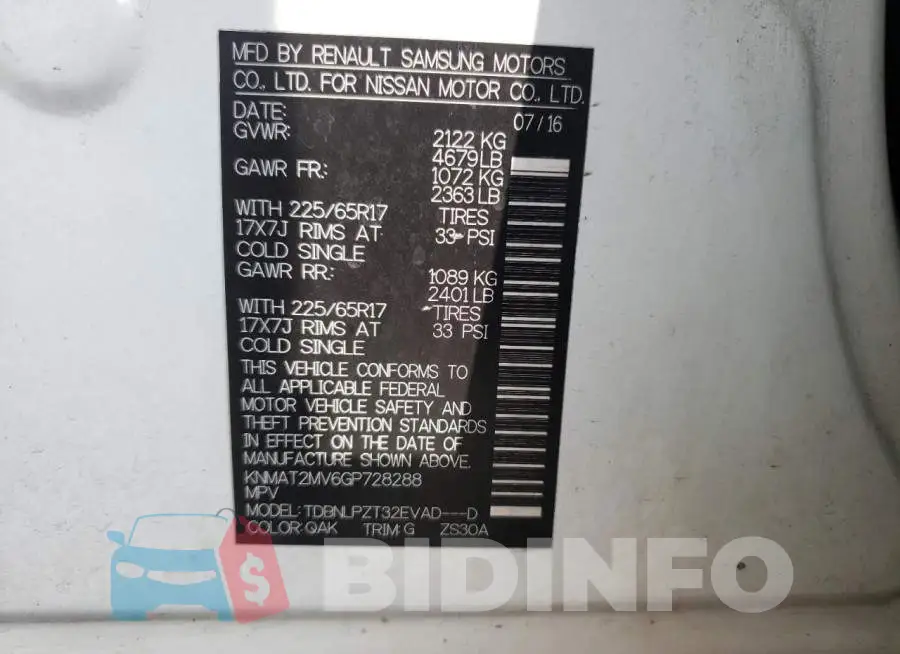 KNMAT2MV6GP728288 Photo# 10
