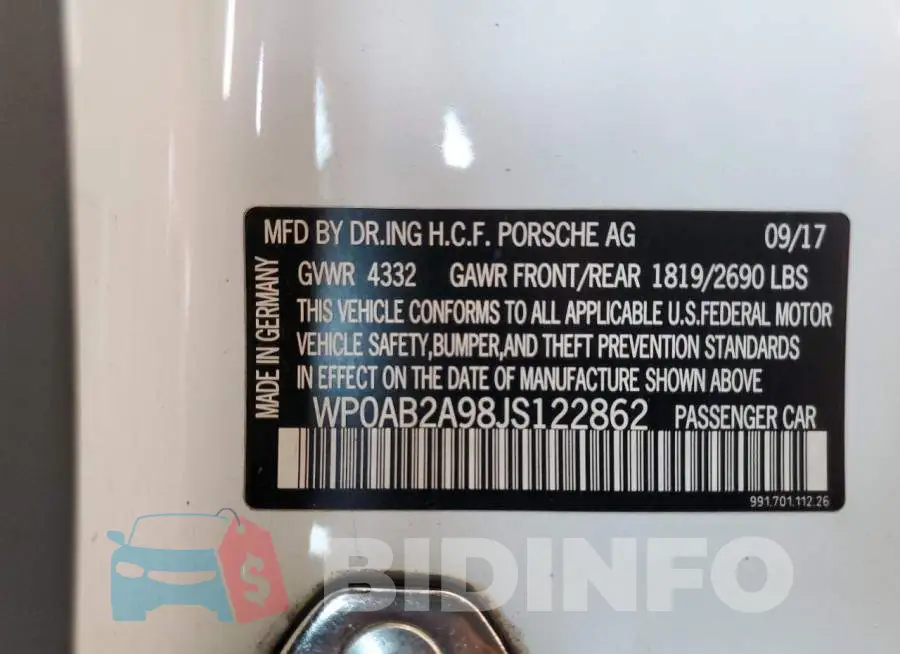 WP0AB2A98JS122862 Photo# 12