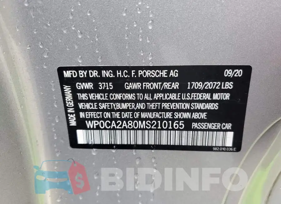 WP0CA2A80MS210165 Photo# 12
