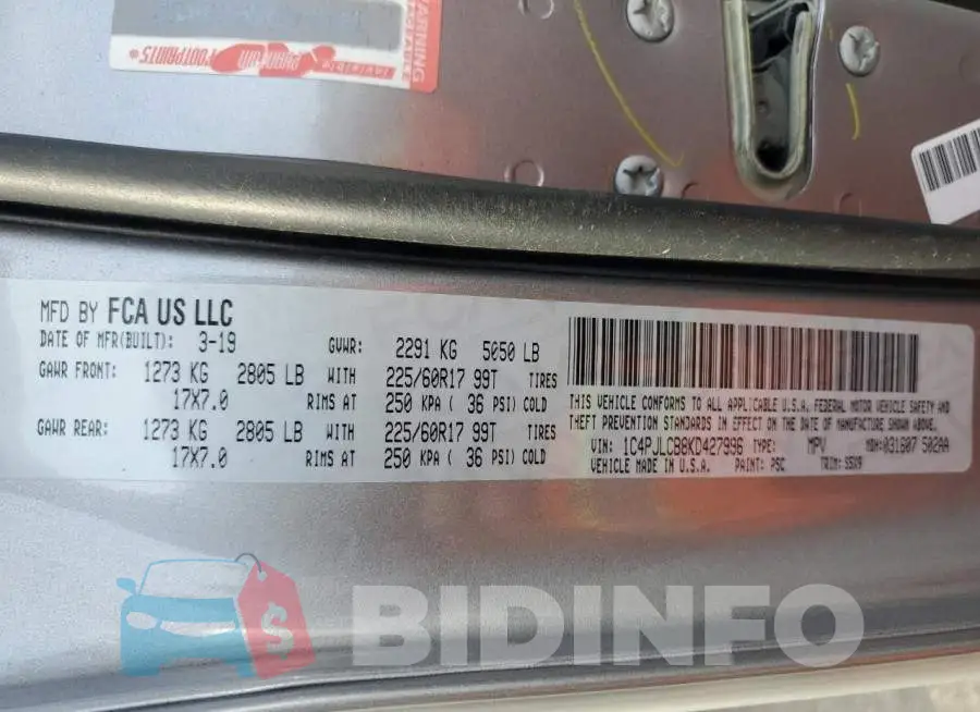 1C4PJLCB8KD427996 Photo# 13