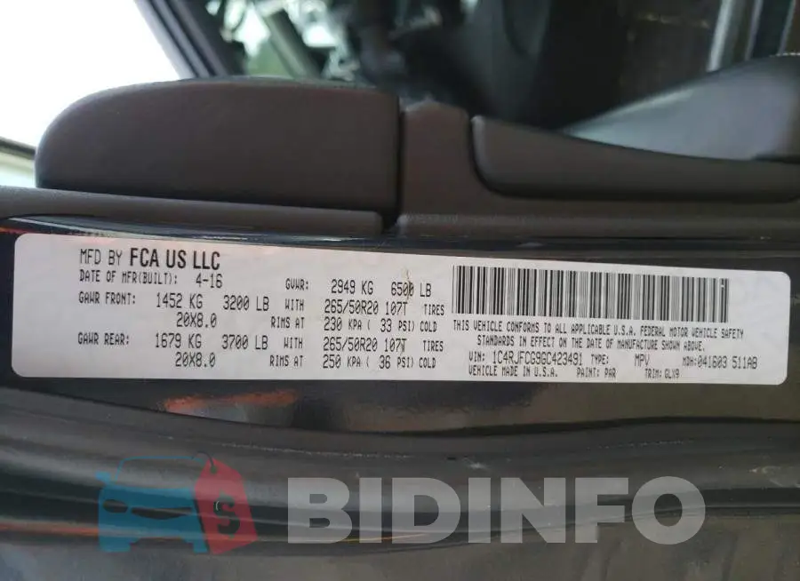 1C4RJFCG9GC423491 Photo# 13
