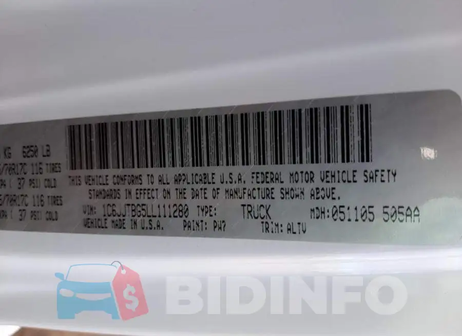 1C6JJTBG5LL111280 Photo# 12
