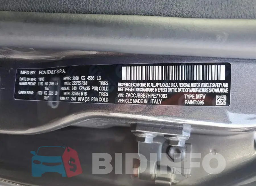ZACCJBBB7HPE77082 Photo# 13