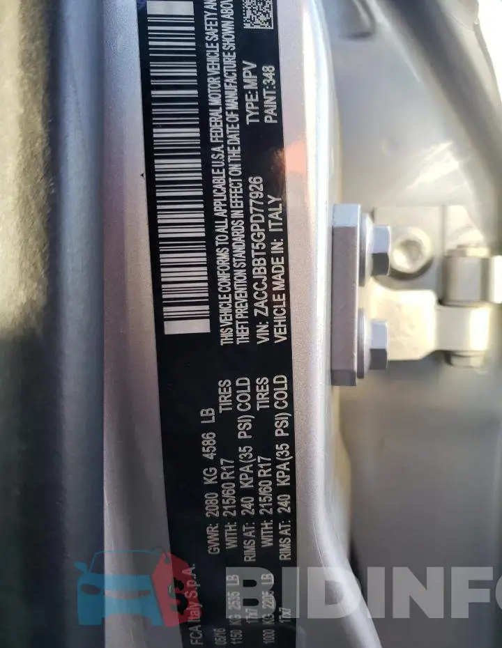 ZACCJBBT5GPD77926 Photo# 13