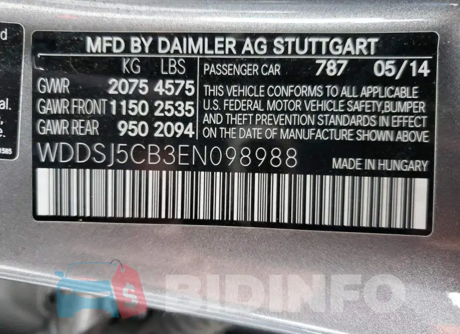 WDDSJ5CB3EN098988 Photo# 13