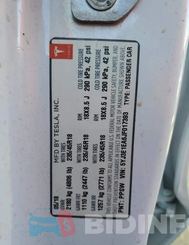 5YJ3E1EA6JF017393 Photo# 12