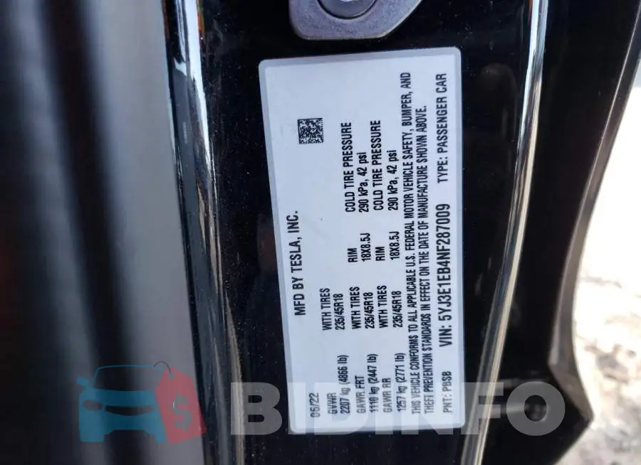 5YJ3E1EB4NF287009 Photo# 13