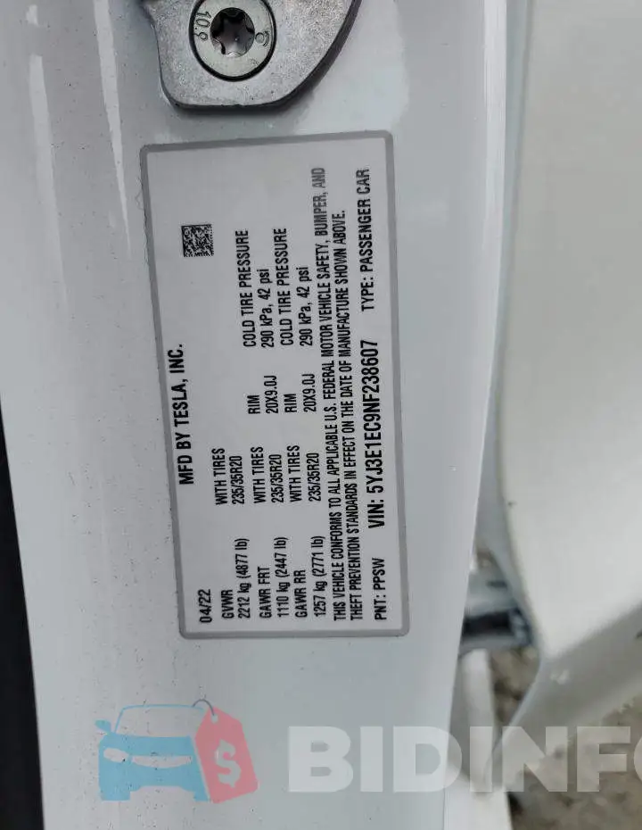 5YJ3E1EC9NF238607 Photo# 12