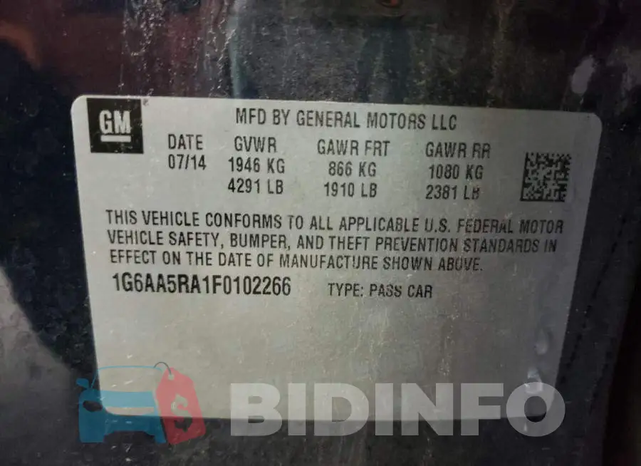 1G6AA5RA1F0102266 Photo# 12