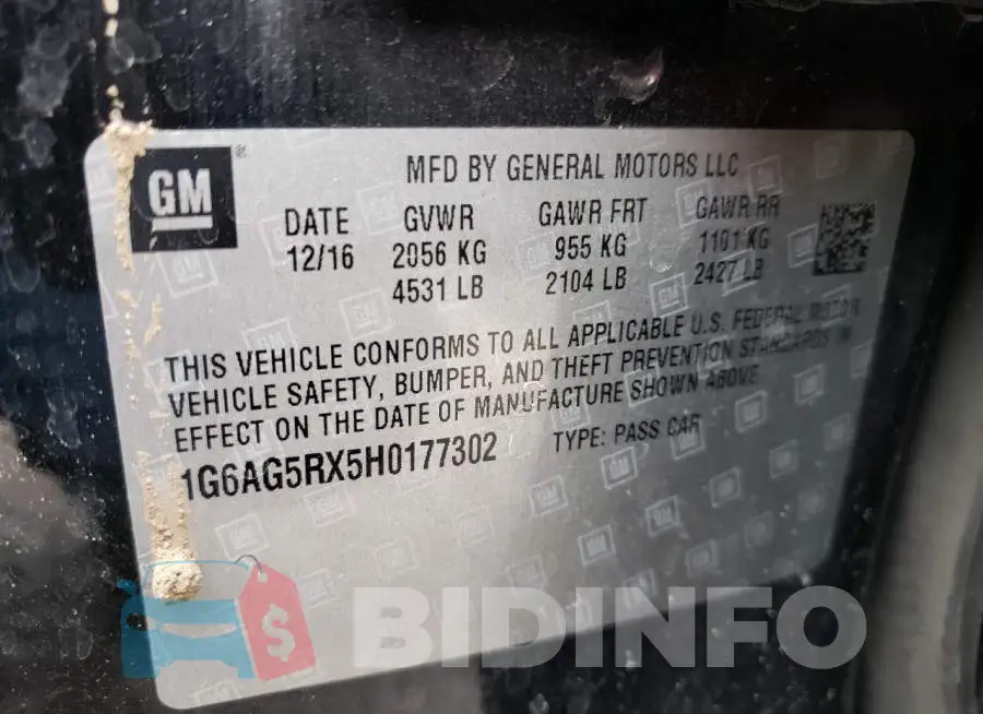 1G6AG5RX5H0177302 Photo# 12