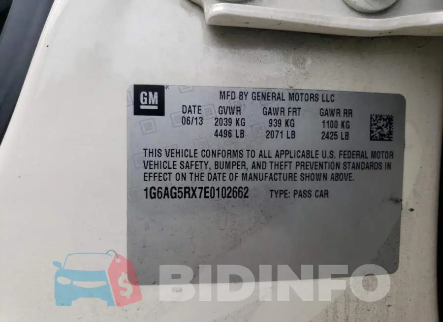 1G6AG5RX7E0102662 Photo# 12
