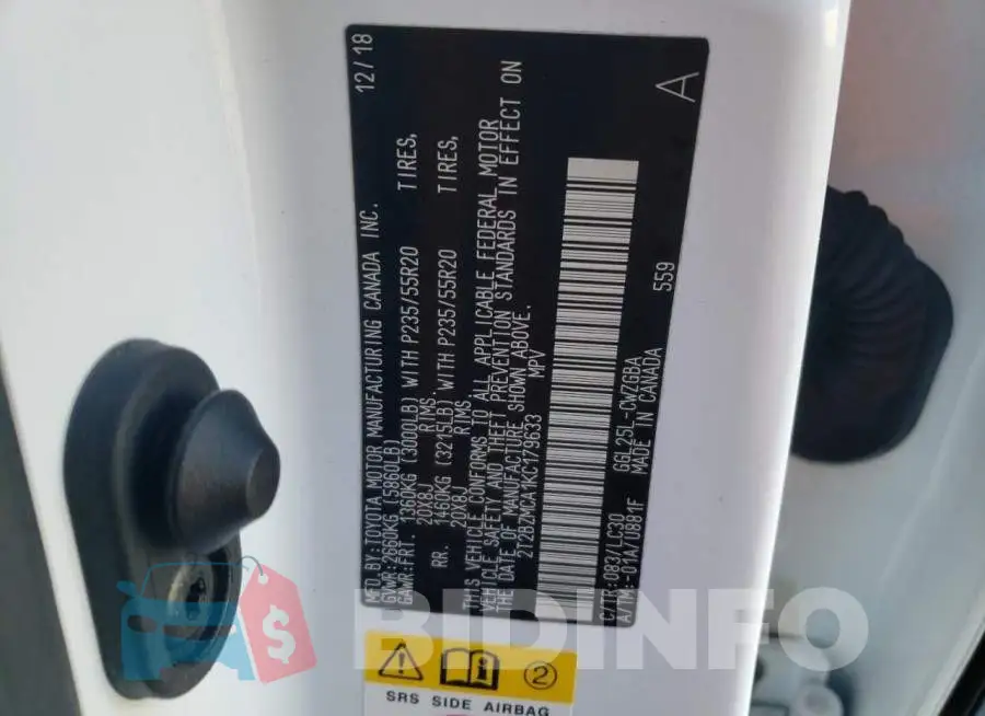 2T2BZMCA1KC179633 Photo# 13
