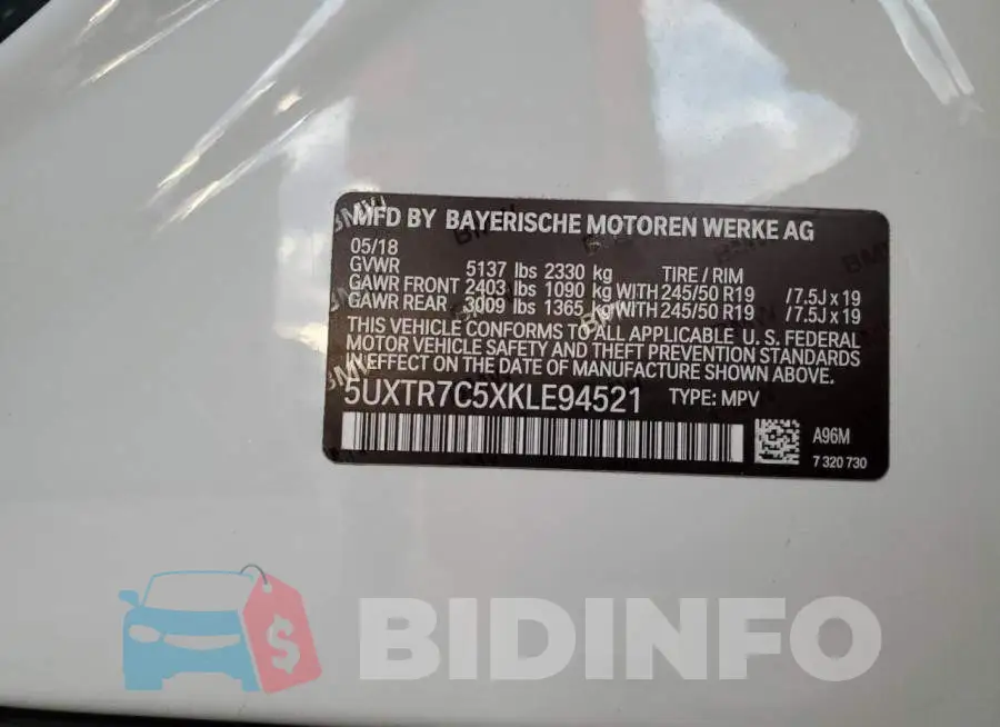 5UXTR7C5XKLE94521 Photo# 13