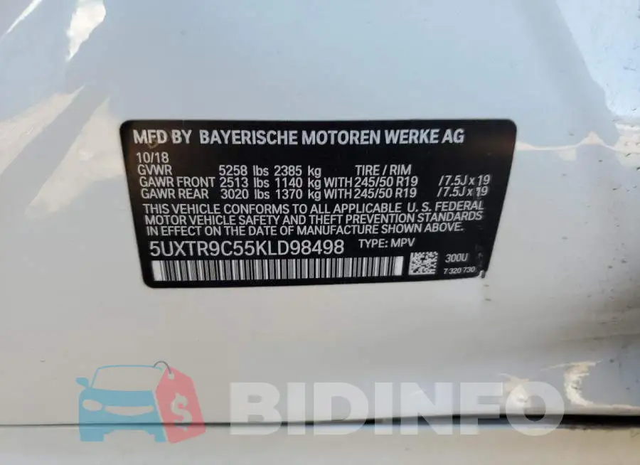 5UXTR9C55KLD98498 Photo# 13