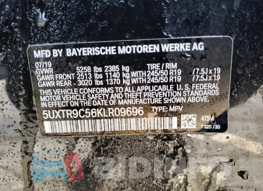 5UXTR9C56KLR09696 Photo# 13