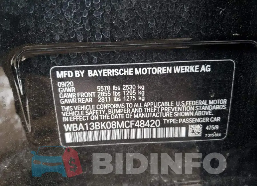 WBA13BK08MCF48420 Photo# 13