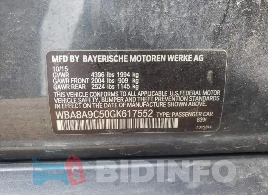 WBA8A9C50GK617552 Photo# 12