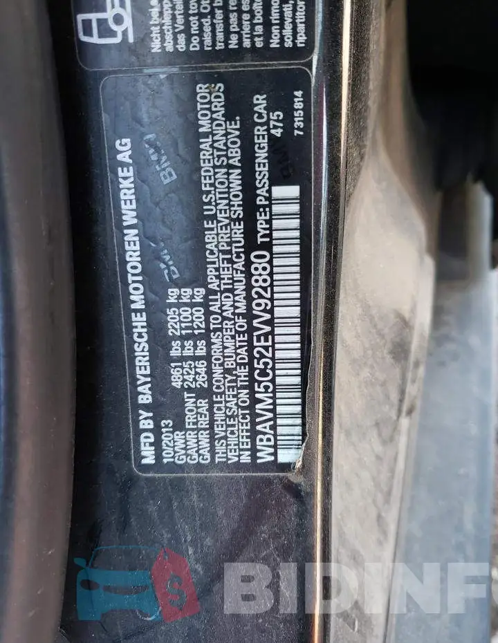 WBAVM5C52EVV92880 Photo# 12