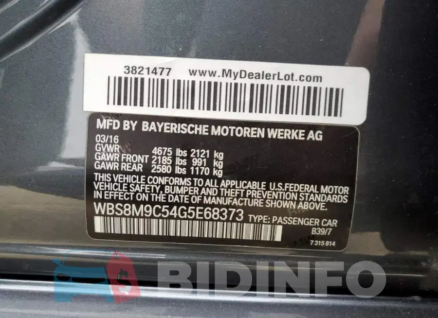 WBS8M9C54G5E68373 Photo# 12