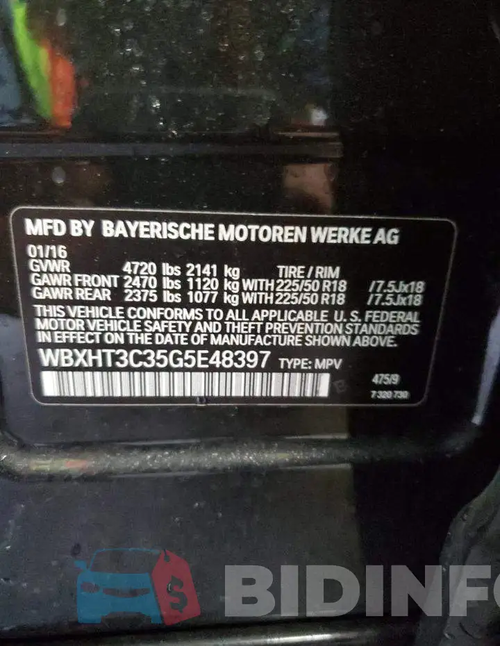 WBXHT3C35G5E48397 Photo# 13