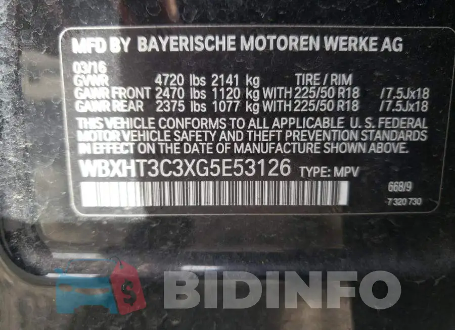 WBXHT3C3XG5E53126 Photo# 13