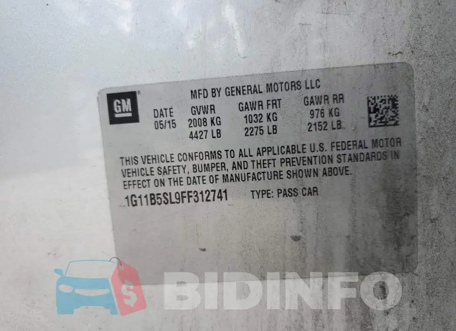 1G11B5SL9FF312741 Photo# 10