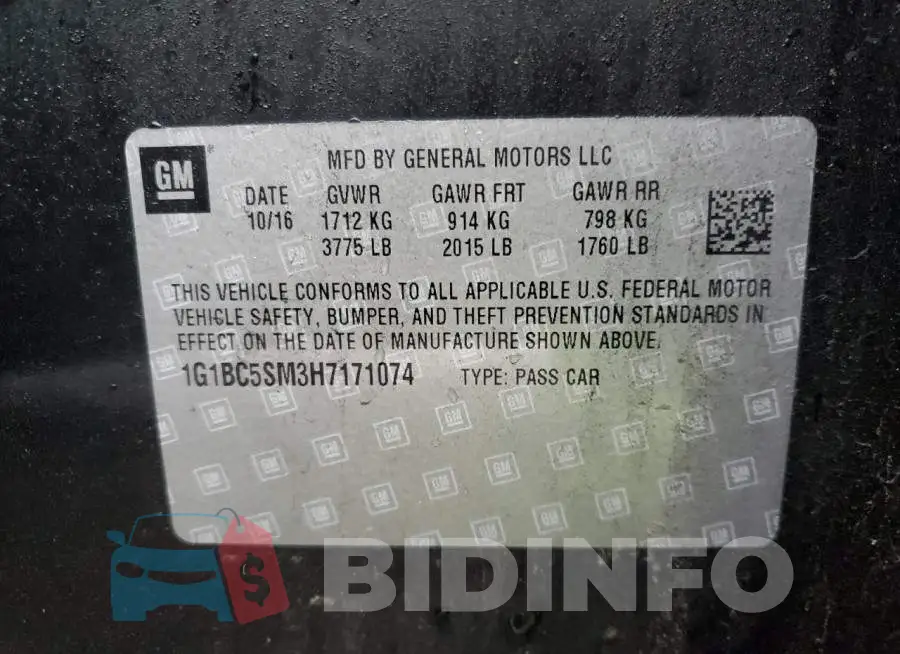 1G1BC5SM3H7171074 Photo# 12