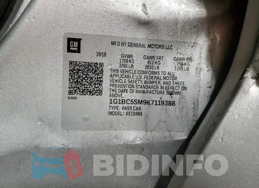 1G1BC5SM9K7119388 Photo# 12