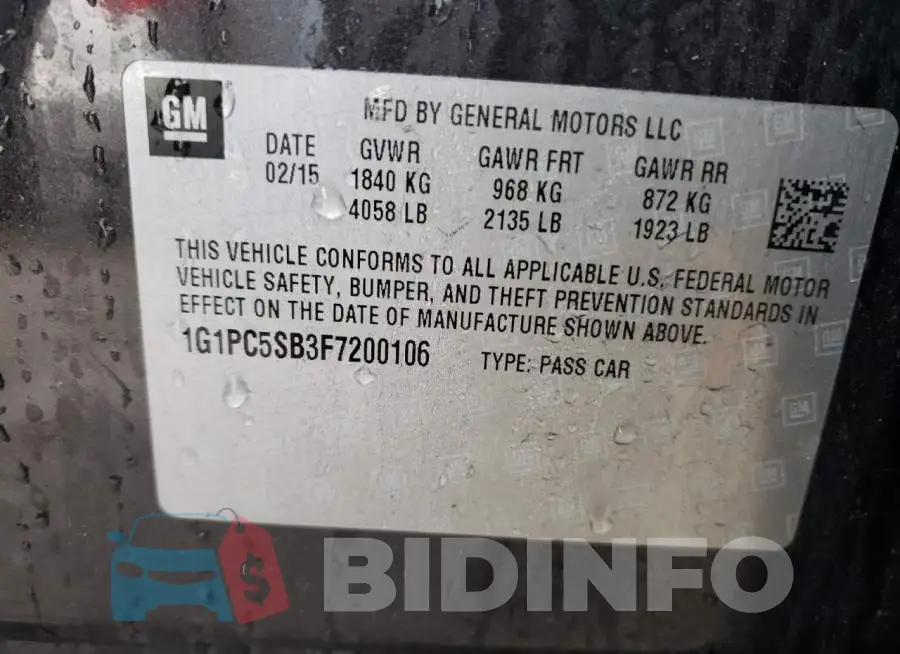 1G1PC5SB3F7200106 Photo# 12