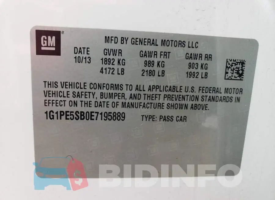 1G1PE5SB0E7195889 Photo# 12