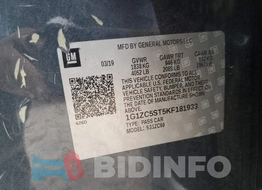 1G1ZC5ST5KF181933 Photo# 12