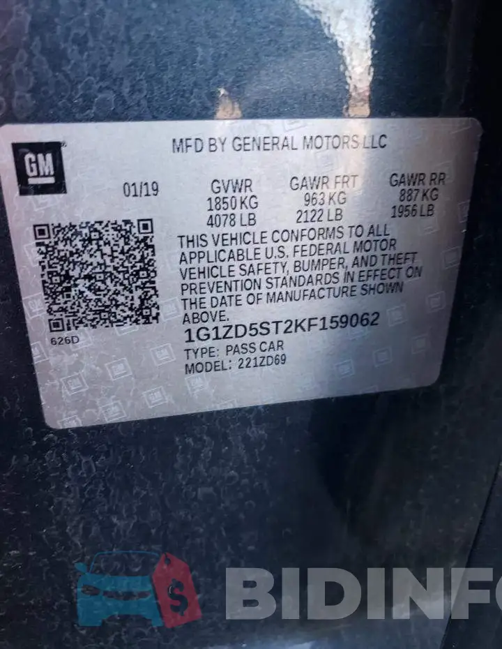 1G1ZD5ST2KF159062 Photo# 12