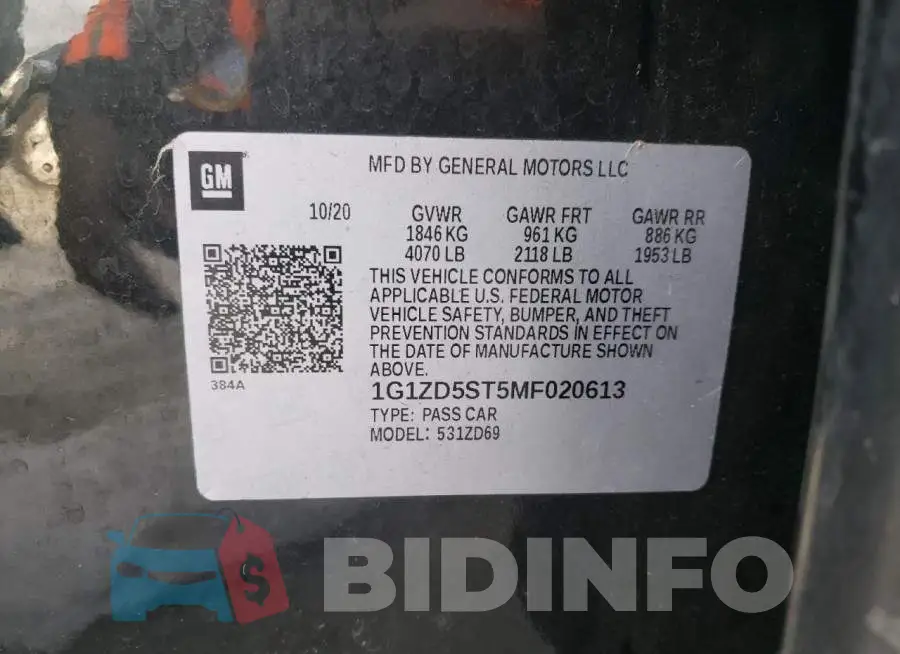 1G1ZD5ST5MF020613 Photo# 12