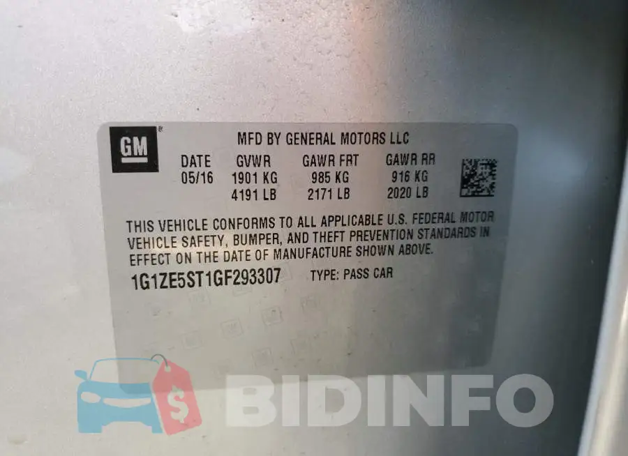 1G1ZE5ST1GF293307 Photo# 10
