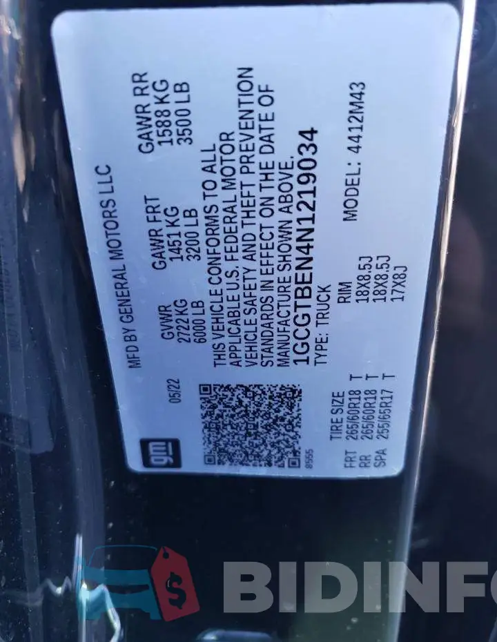 1GCGTBEN4N1219034 Photo# 12