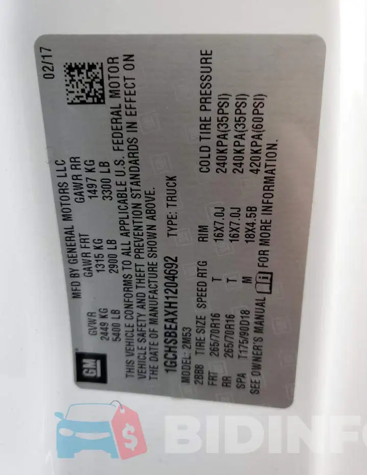1GCHSBEAXH1204692 Photo# 12