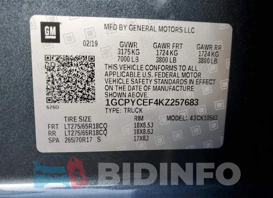 1GCPYCEF4KZ257683 Photo# 12