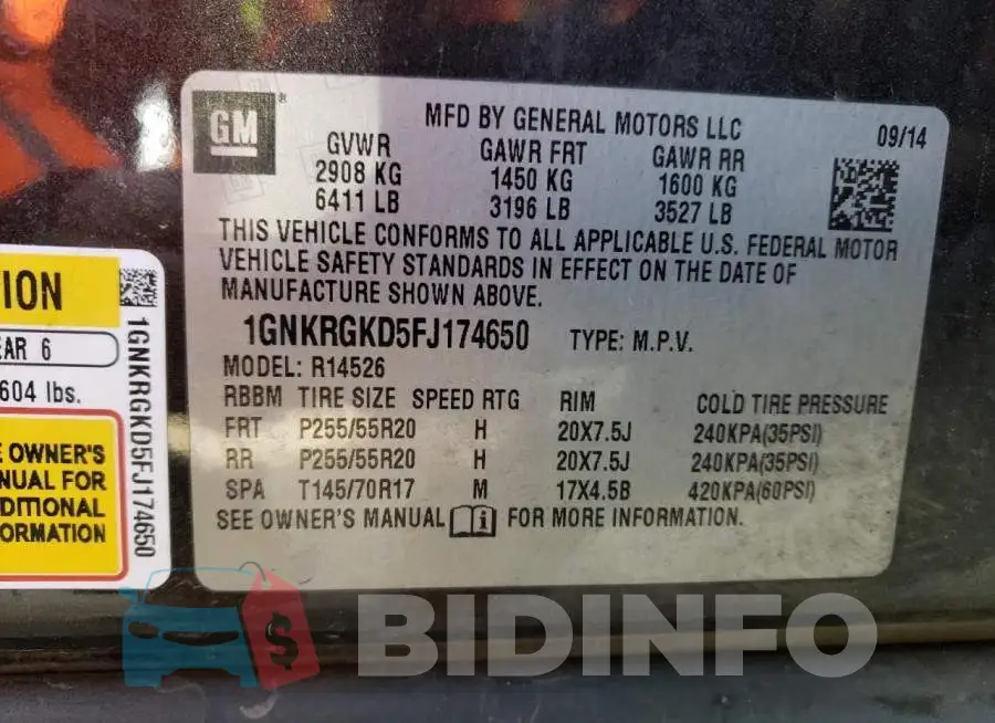 1GNKRGKD5FJ174650 Photo# 13