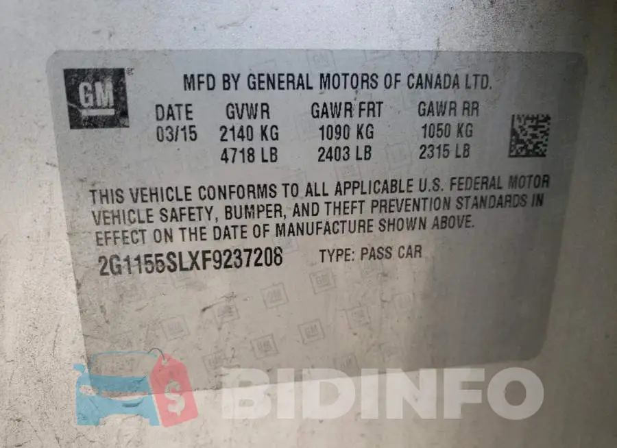 2G1155SLXF9237208 Photo# 12
