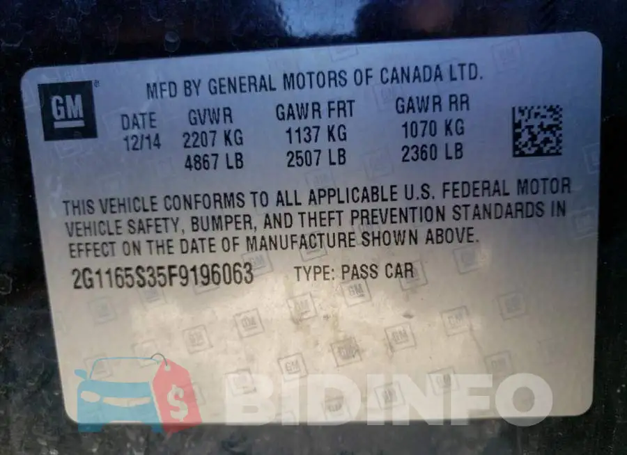 2G1165S35F9196063 Photo# 10