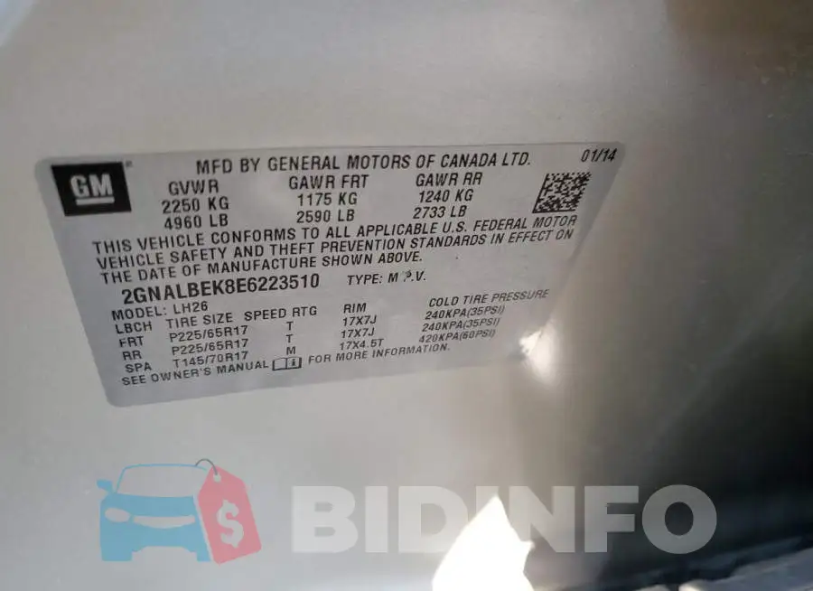 2GNALBEK8E6223510 Photo# 13