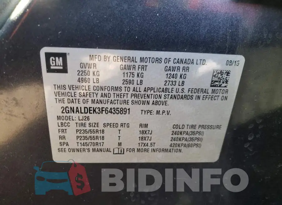 2GNALDEK3F6435891 Photo# 12