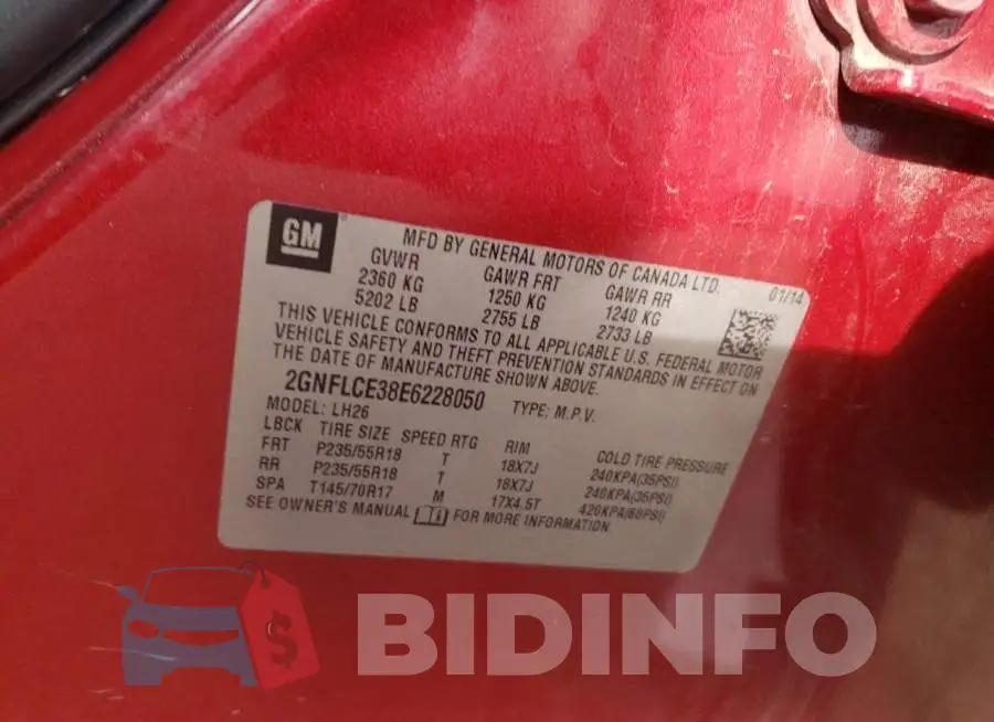 2GNFLCE38E6228050 Photo# 13