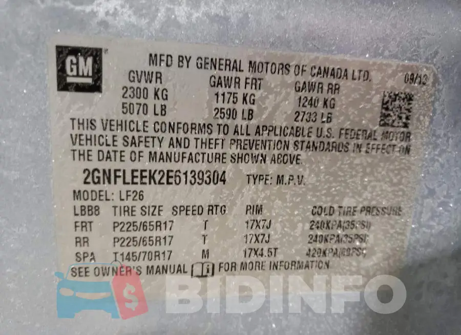 2GNFLEEK2E6139304 Photo# 13