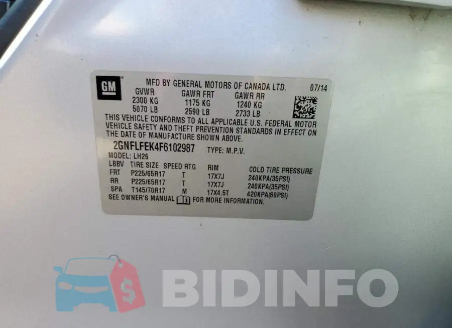 2GNFLFEK4F6102987 Photo# 13