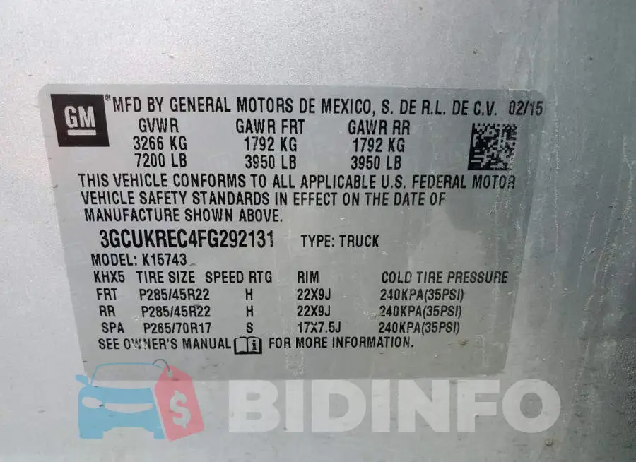 3GCUKREC4FG292131 Photo# 12